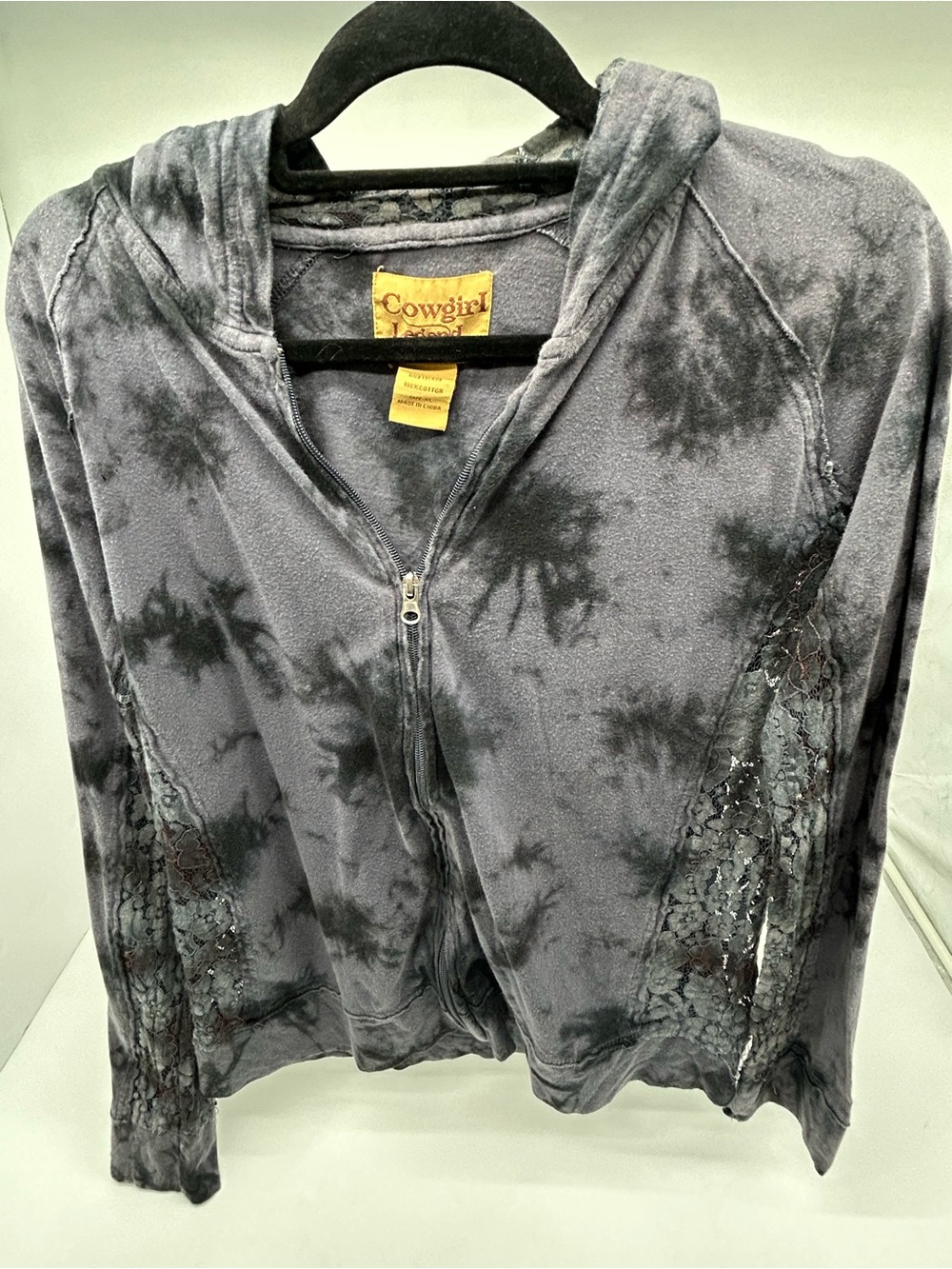 Cowgirl Legend Zip Hoodie with lace side panels XL